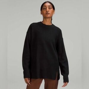 Lululemon Merino Wool Blend Ribbed Crewneck Sweater Black 10